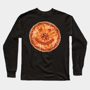 Smiling Pepperoni and Cheese Pizza Pie Face Long Sleeve T-Shirt